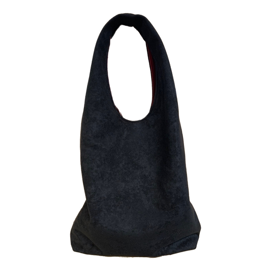 Black Suede Effect Hobo Slouch Bag