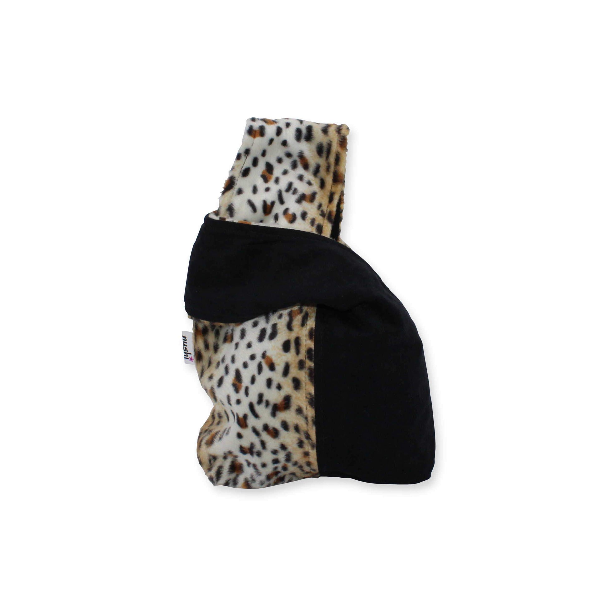 small wrist bag in animal print & black contrast