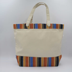 Canvas tote bag with pumpkin orange stripes