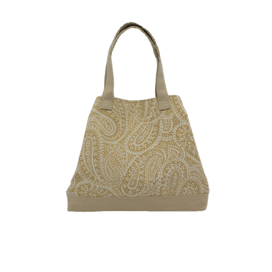 Canvas Beach Bag - Paisley Cream & Coffee