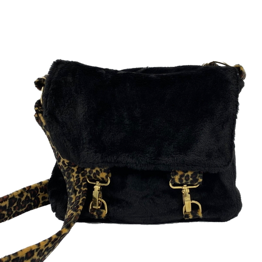 ivy faux fur satchel bag