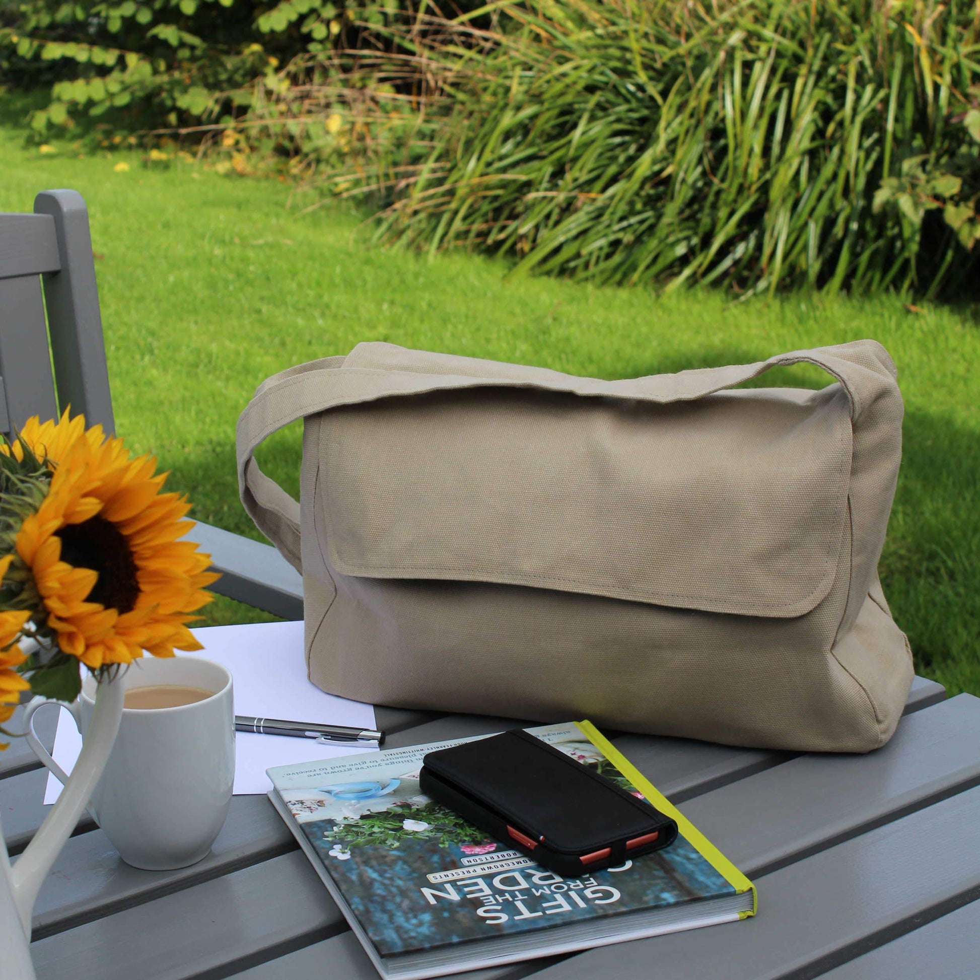 Waxed cotton canvas messenger bag